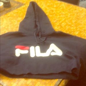 Navy blue cropped fila sweatshirt